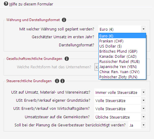 Unternehmensplanung in verschiedenen Währungen